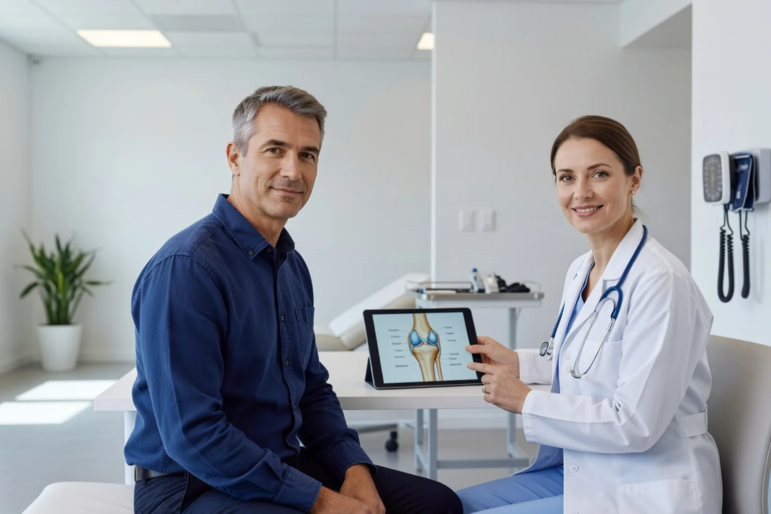 Homme en consultation médicale, andropause et crise de la cinquantaine