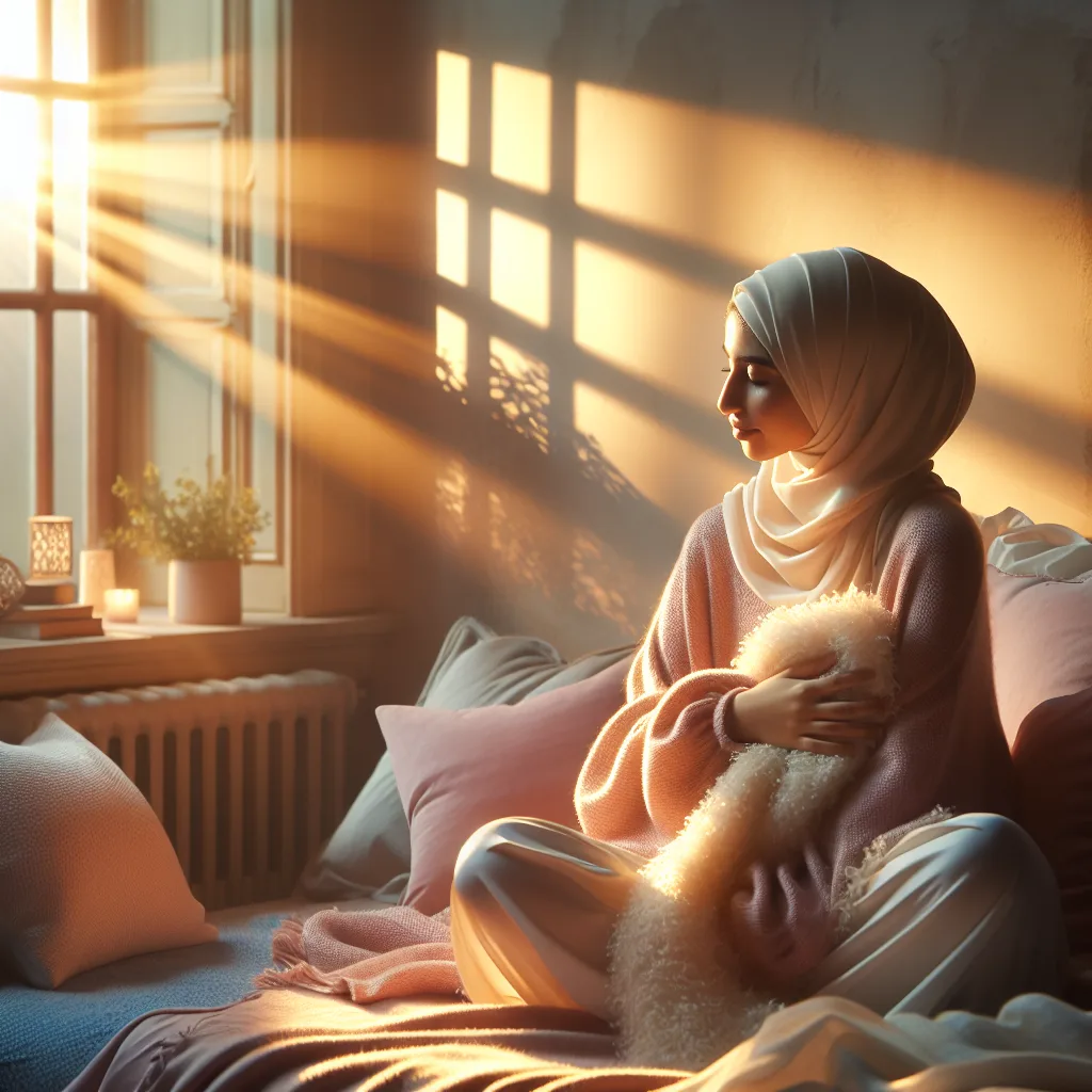 Mère tenant son bébé près d'une fenêtre ensoleillée, moment tendre symbolisant l'espoir face à la dépression post-partum