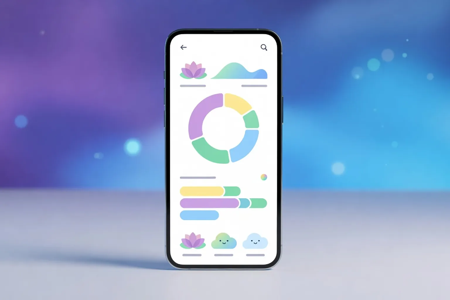 Smartphone avec application de suivi d’humeur, santé mentale 2026