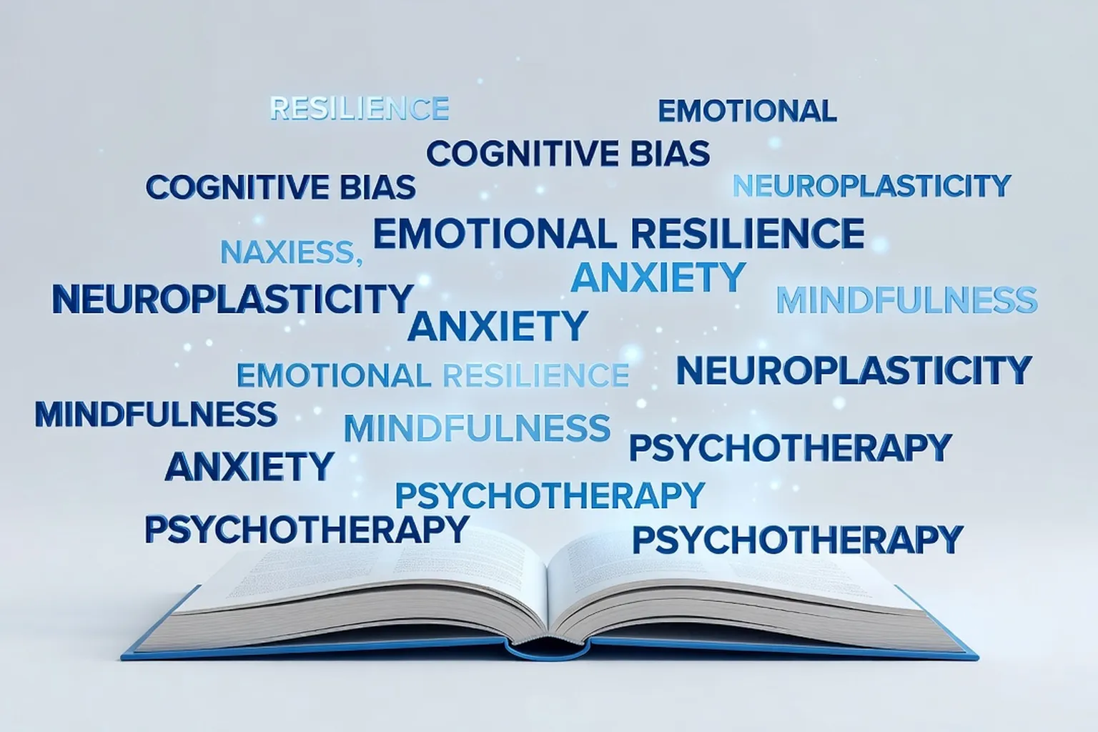 Livre ouvert avec des termes psychologiques, lexique de la dépression
